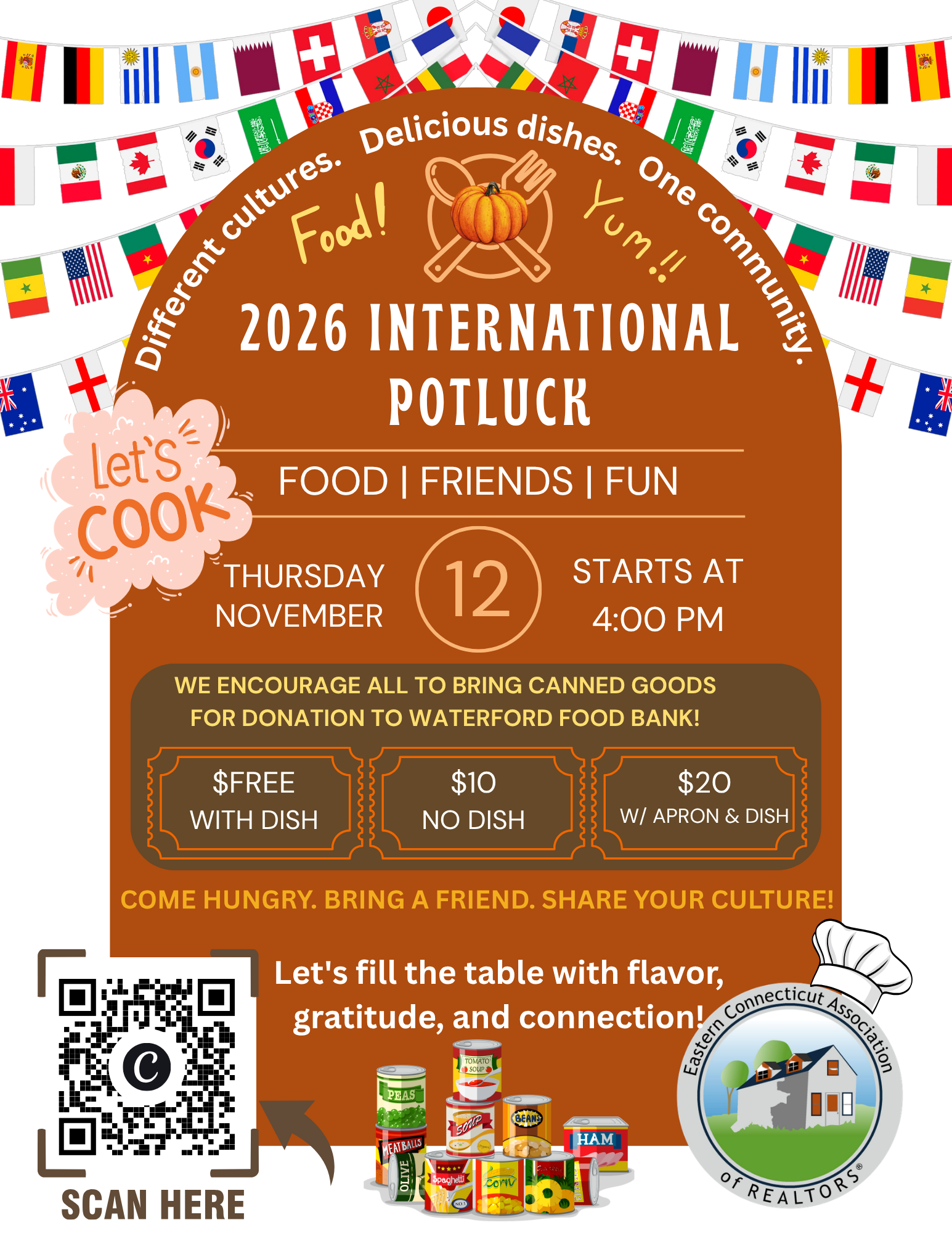 Orange Illustrated Friendsgiving Party Flyer